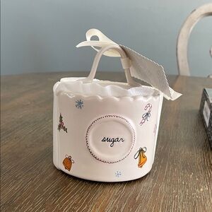 Rae Dunn Holiday Ceramic Sugar Jar Bells, Candy Canes,Holly, Bows, Snowflakes